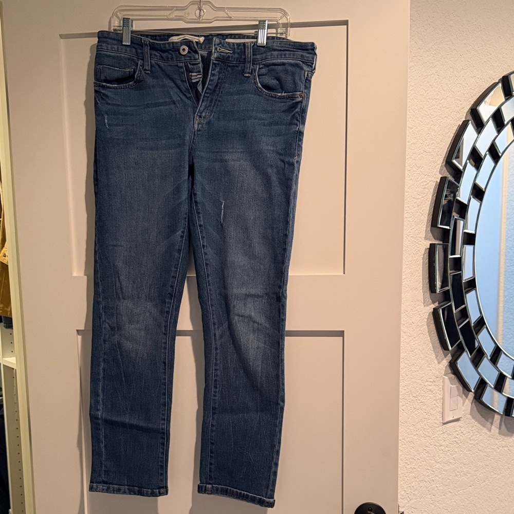 Pilcro Women's Straight Leg Jeans in Classic Blue.